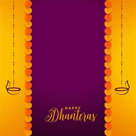 Fondo tradicional de dhanteras felices con decoración de flores de