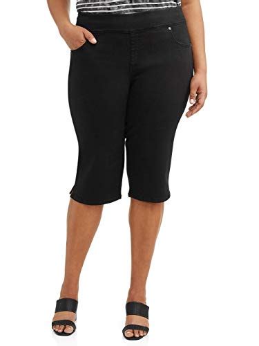 Womens Plus Size Stretch Denim Capri Pants Black Soot 5x