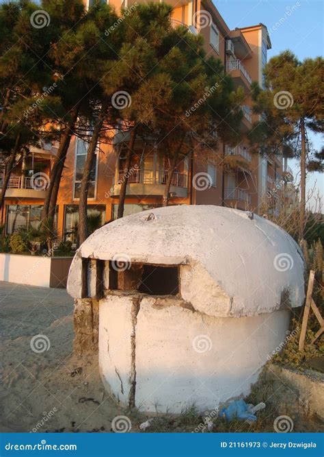 Bunker at Beach in Durres / Albania War Communism Stock Image - Image