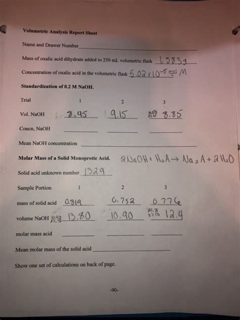 Experiment Volumetric Analysis Procedure Chegg