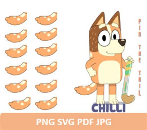 Chilli Pin The Tail On Chilli Party Favors Bluey Birthday Party Games