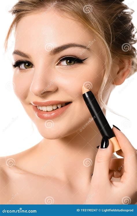 Smiling Naked Beautiful Blonde Woman With Stock Image Image Of European Positive