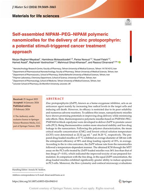 Self Assembled Nipampegnipam Polymeric Nanomicelles For The Delivery