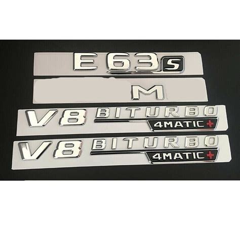 Chrome For E S Amg V Biturbo Matic Trunk Fender Badges Emblems For