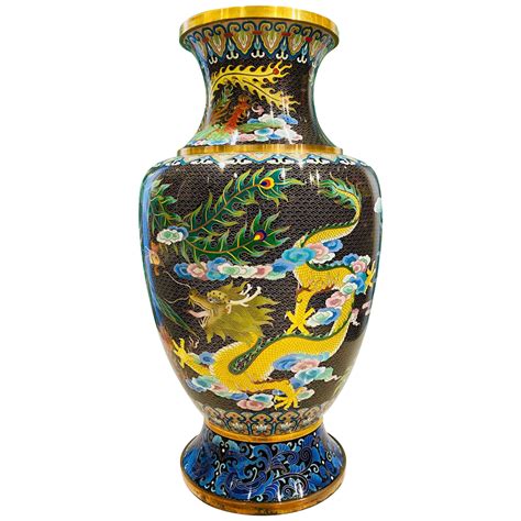 Chinese Cloisonn Vase With Large Phoenix And Dragon Circa S For