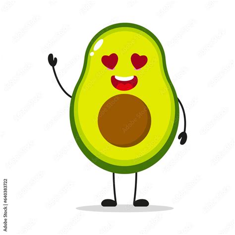 Cute Happy Avocado Character Funny Fall In Love Fruit Cartoon Emoticon