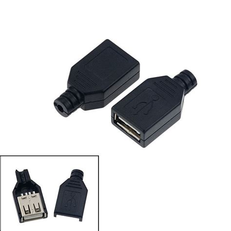 ปลั๊กซ็อกเก็ตเชื่อมต่อ Usb Type A ตัวผู้ ตัวเมีย Usb 4 Pin พร้อมฝาครอบ