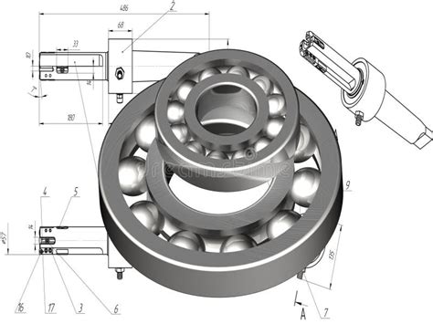 Bearing Sketch Engineering Drawing Stock Vector Illustration Of