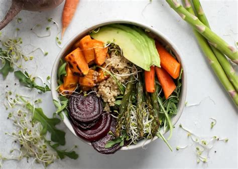 Roasted Veggie Spring Power Bowl With Turmeric Tahini Dressing • Fit