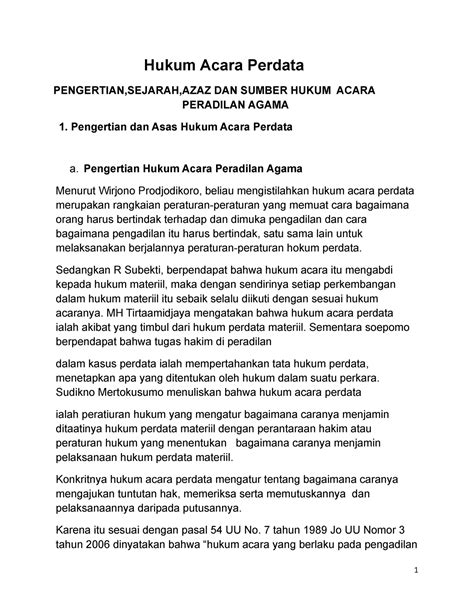 Hukum Acara Perdata 3 Hukum Acara Perdata PENGERTIAN SEJARAH AZAZ DAN