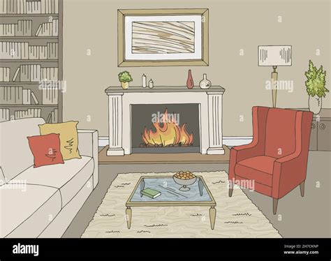 Living room graphic color interior sketch illustration vector Stock ...