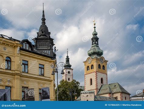 Town Castle and Towers on the Square in Banska Bystrica, Slovakia Stock Image - Image of ...