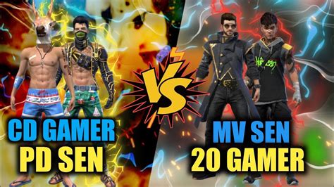 Cd Gamer Yt And Pd Sen Vs Mv Sen And Player Vs Custom Clash Squad