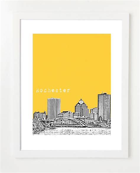 Rochester Skyline Art Print Rochester Poster Rochester Etsy