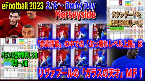 【efootball 2023】26 Derby Day Merseyside 大解剖：「赤高青低」の中での「ぶっ壊れレベル上限」選手は