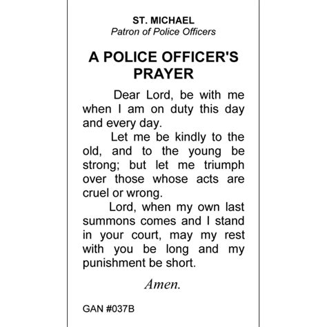 St. Michael Prayer Card Police Officer Prayer – Inspired Prayer Cards