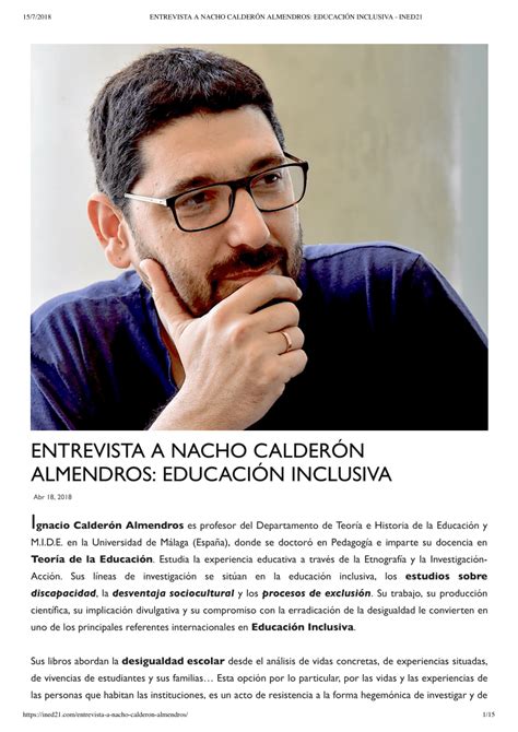 Pdf Entrevista A Nacho Calderón Almendros Educación Inclusiva