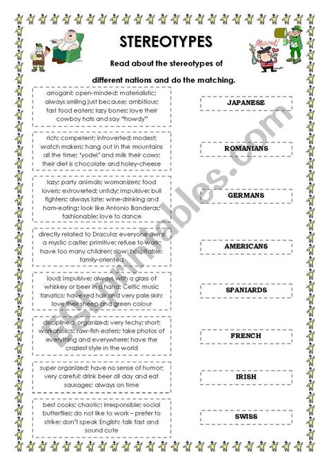 Stereotypes Esl Worksheet By Summer