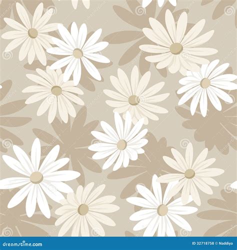 Seamless Background With White And Beige Flowers Stock Vector