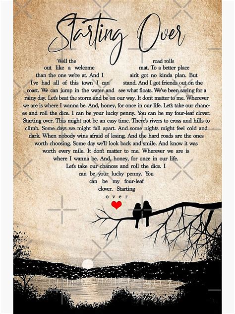 "Starting Over Lyrics Chris Stapleton - Couple Bird Sunset" Poster for Sale by PaulaSpringArt ...