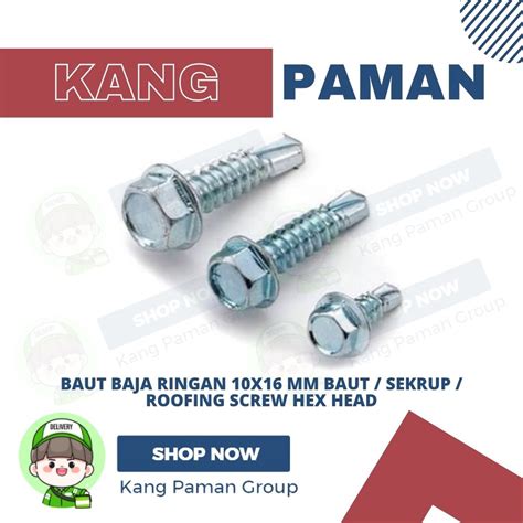 Jual Baut Baja Ringan 10x16 Mm Baut Sekrup Roofing Screw Hex Head