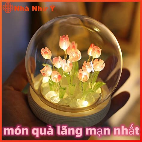 Tự làm quà tặng sinh nhật handmade cho bạn gái Đèn ngủ hoa tulip Đèn