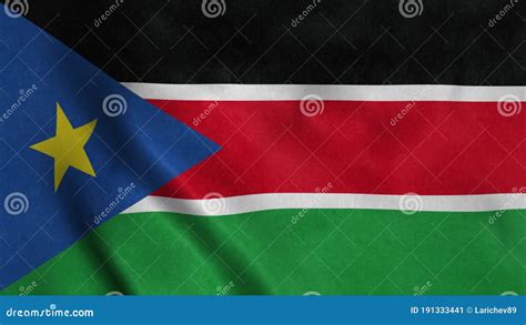 South Sudan Flag Waving In The Wind 3d Illustration Stock Illustration