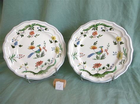 Six Assiettes Plates Faience Gien Decor Oiseaux De Paradis Lot Ebay