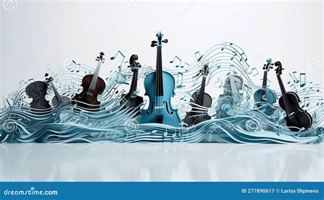 Cartaz De Arte Musical Notas Musicais Violinos Voam Em Ondas Musicais