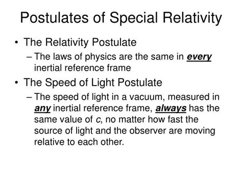 PPT - Postulates of Special Relativity PowerPoint Presentation, free download - ID:5627236