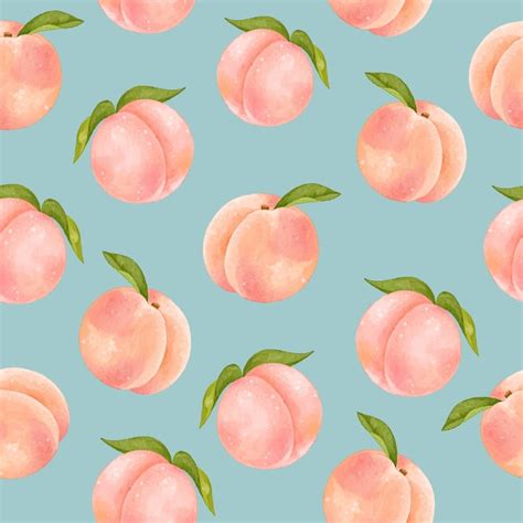 Premium Vector Hand Drawn Peach Fruit Seamless Pattern