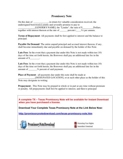 18 Promissory Note Texas Free To Edit Download And Print Cocodoc