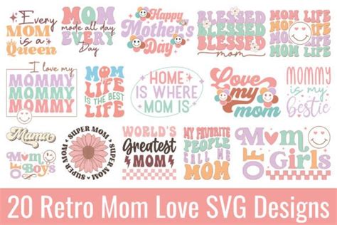 Retro Mom Love Svg Bundle Graphic By Designhub103 · Creative Fabrica