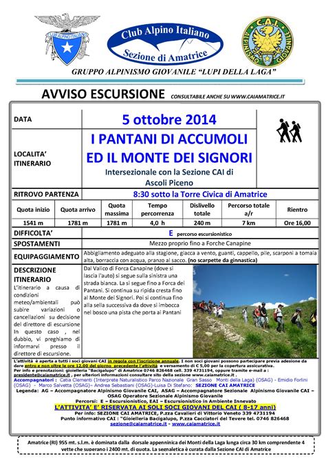 Alpinismo Giovanile I Pantani Di Accumoli Ottobre Club