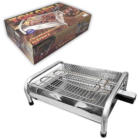 Churrasqueira El Trica Tok Grill Ligth Ii Prateada Cromada Grelha