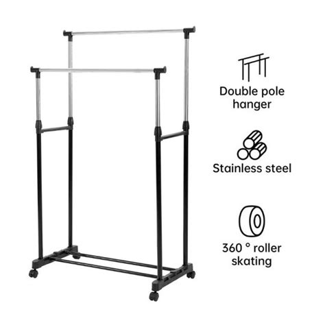 Jual Stand Hanger Baju Double Rak Serbaguna Stainless Steel Jemuran