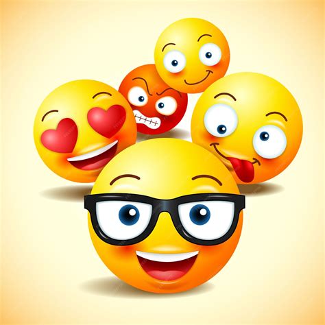 Conjunto De Emoticons De Vetor Vetor Premium