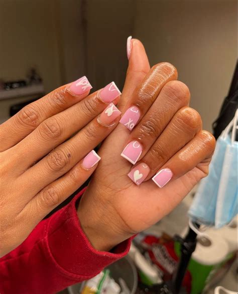 French Tip Acrylic Nails Colored Acrylic Nails Short Square Acrylic