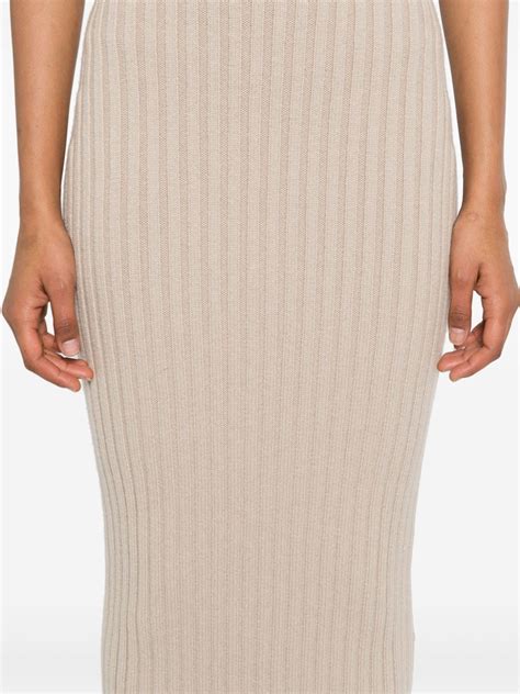 Max Mara Ribbed Midi Skirt Neutrals FARFETCH