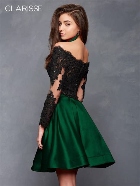 Clarisse S3581 Long Sleeve 2 Piece Short Homecoming Dress French Novelty Short Green Dress