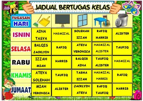 Contoh Jadual Bertugas Kelas Babyvdf