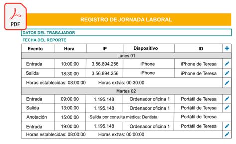 Plantillas Para El Registro De Horas