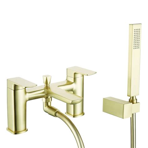 Jersey Bath Shower Mixer Tap In Brushed Brass With Head Hose