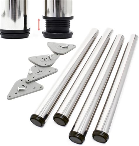 Set Gambe Per Tavolo Regolabili In Acciaio Inox Nichel Mm Mm