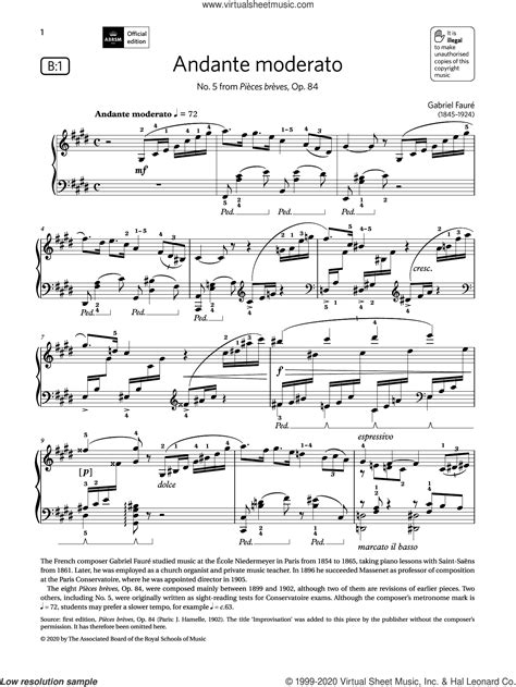 Andante Moderato Grade 7 List B1 From The Abrsm Piano Syllabus 2021