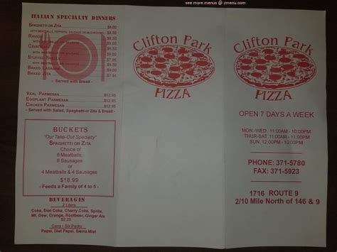 Online Menu of Clifton Park Pizza Shop Restaurant, Clifton Park, New York, 12065 - Zmenu