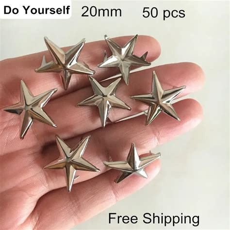 Free Shipping Pcs Metal Silver Star Rivet Studs Mm Pentacle