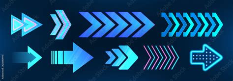 Colorful Set Of Vector Arrows Arrow Icon Symbol Futuristic Design