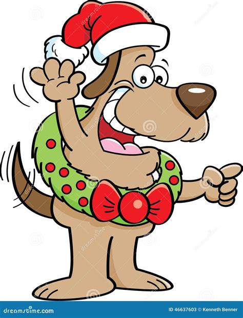 Cartoon Dog Wearing A Christmas Wreath Stock Vector Image 46637603