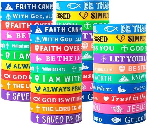 Amazon QEERBSIN 20 Pieces Bible Bracelets Rubber Verse Bracelets